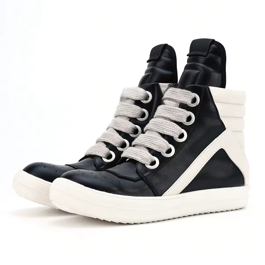 Men's Thick Shoelaces, Round Toe Shoes, High-Top Casual Shoes, Minority Retro Thick-Soled Skateboard Shoes